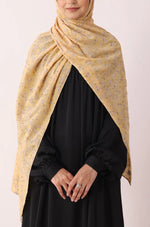 Load image into Gallery viewer, Yellow Bloom Print Modal Hijab