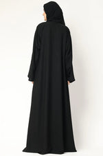Load image into Gallery viewer, Elegant Black Abaya with Cape Overlay – Modest & Timeless Design