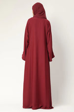 Load image into Gallery viewer, Simple Everyday Abaya - Front Open Maroon
