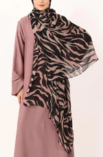 Load image into Gallery viewer, Zebra Rose Print Chiffon Hijab