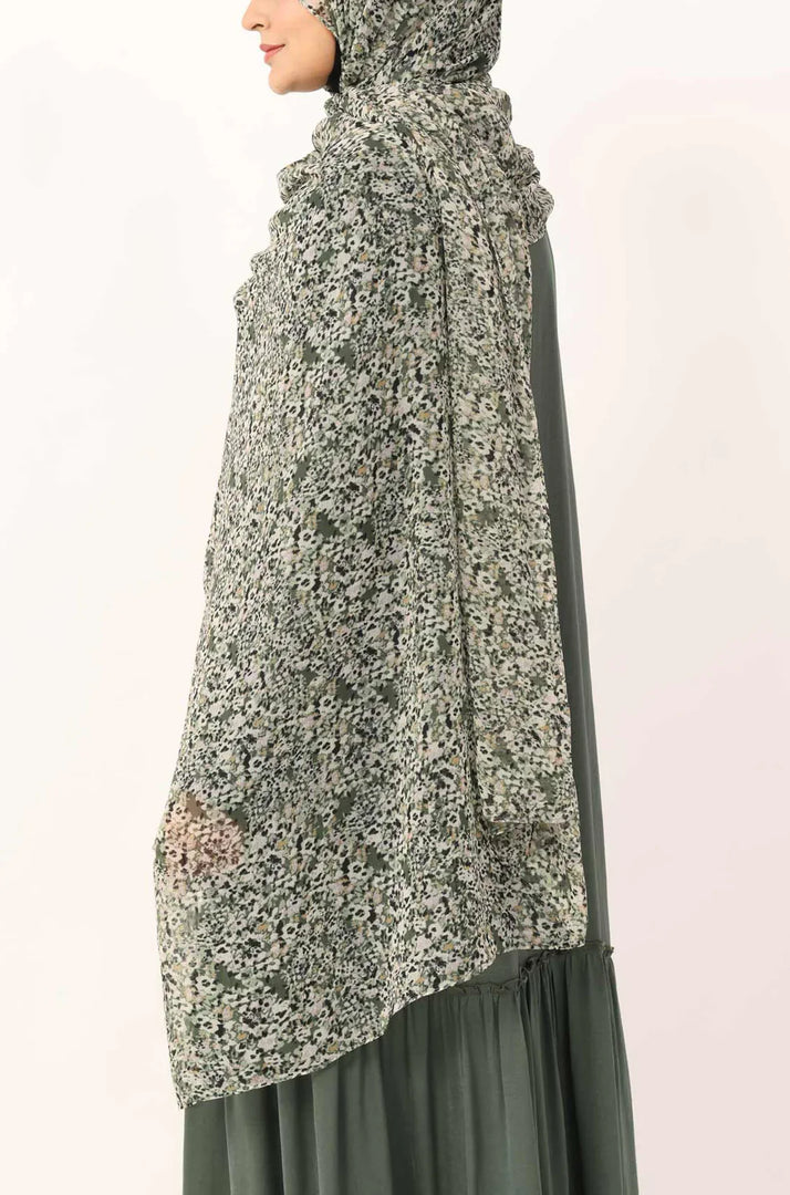 Mint Petals Print Chiffon Hijab