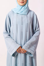 Load image into Gallery viewer, Luxury Floral Abaya Dress Powder Blue
