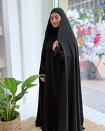 Load image into Gallery viewer, Irani Rida (Without Sleeves) - Firdaus Matte Finish Pure Black Fabric