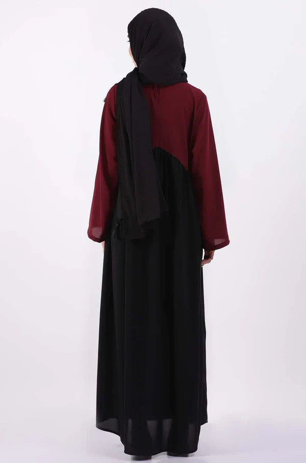 Color Block Gather Abaya