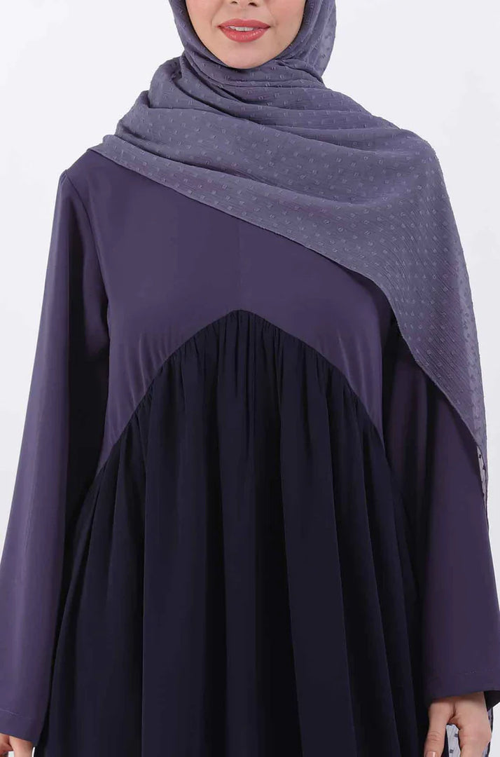 Color Block Gather Abaya