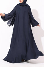 Load image into Gallery viewer, Elegant Purple Grey Flow Abaya with Matching Hijab