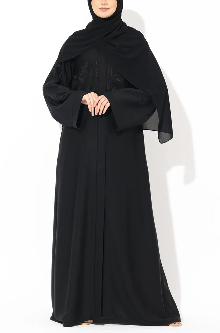 Black Crystal Embroidered Abaya
