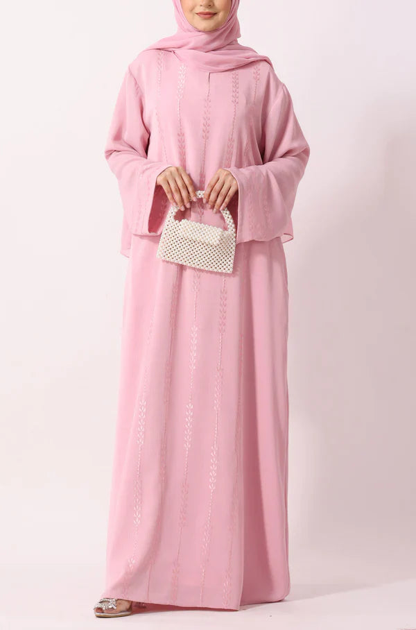 Luxury Floral Abaya Dress Powder Blue