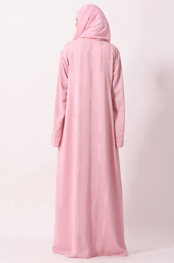 Luxury Floral Abaya Dress Powder Blue
