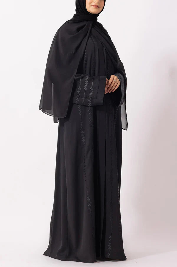 Luxury Floral Abaya Dress Powder Blue
