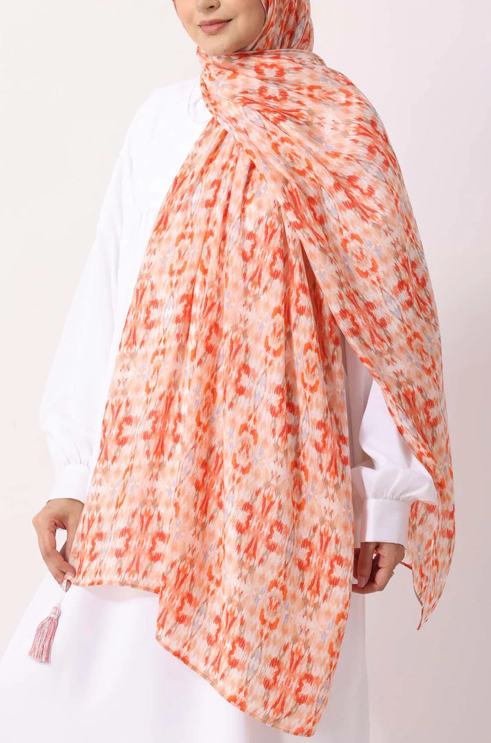 Orange Ikat Print Modal Hijab